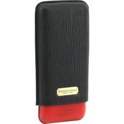 Partagas Triple Cigar Leather Case Black Red