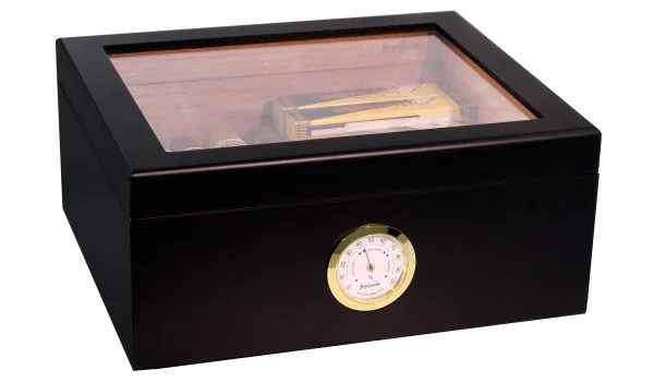 BigSmoke Humidor Medium black with Glas lid